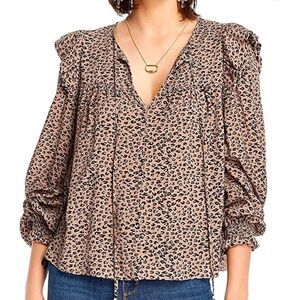 LINI Animal Print Pullover Blouse